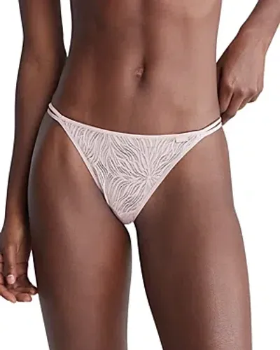 Calvin Klein Sheer Marquisette Lace High Leg Tanga In Nymph