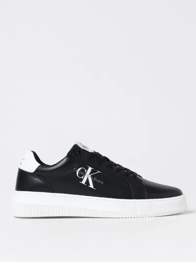 Calvin Klein Leather Sneakers In Schwarz