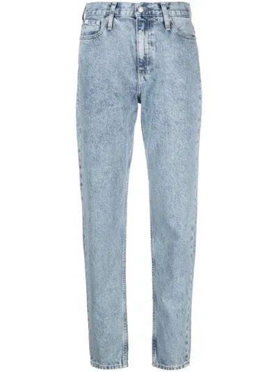 Calvin Klein Straight-leg Washed-denim Jeans In Blue