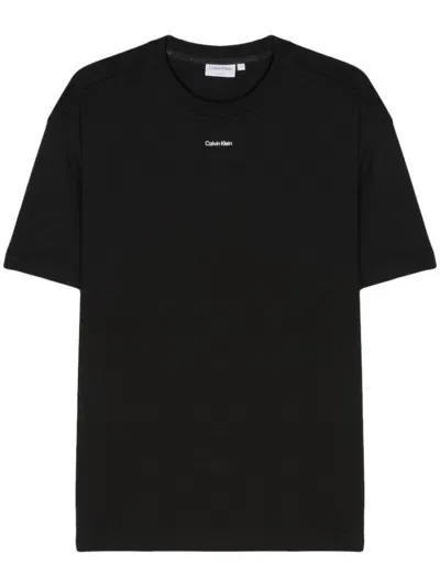 Calvin Klein Logo-print Cotton T-shirt In Black