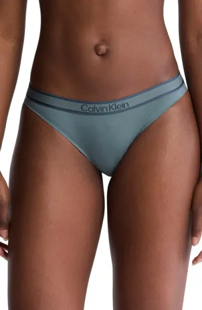 Calvin Klein Tonal Logo Modern Cotton Blend Bikini In Blue Performance