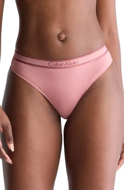 Calvin Klein Tonal Logo Modern Cotton Blend Thong In Red Grape