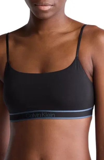 Calvin Klein Tonal Logo Organic Cotton Blend Bra In Black