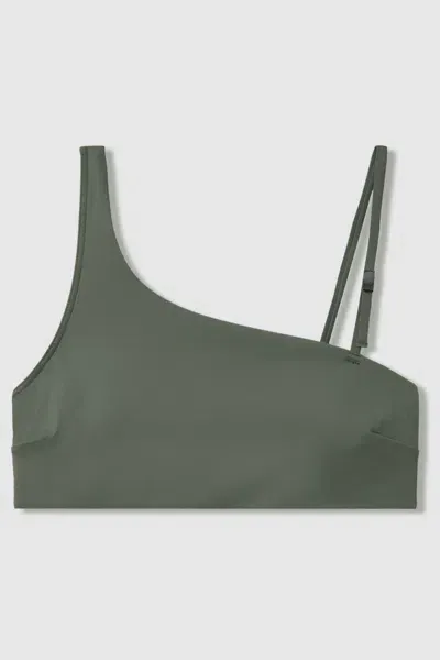 Calvin Klein Wetlands Green Underwear Asymmetric Bikini Top In Black