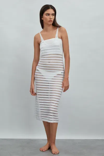 Calvin Klein White Underwear Knitted Midi Dress In Brown