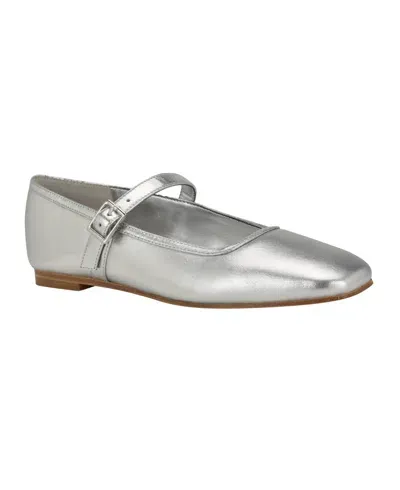 Calvin Klein Women's Emery Mary Jane Sqaure Toe Dress Flats In Silver