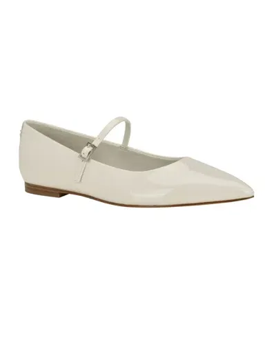 Calvin Klein Kamryn Pointed Toe Flat In Ivory Patent