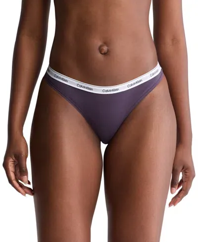 Calvin Klein Women's Modern Logo Low-rise Thong Underwear Qd5043 In Nightshade