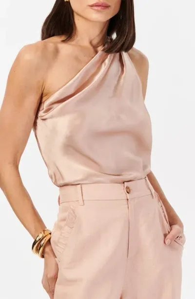 Cami Nyc One-shoulder Stretch Silk Bodysuit In Pink Clay