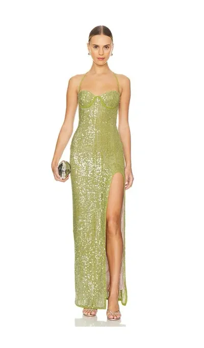 Camila Coelho Brihante Sequin Maxi Dress In Green