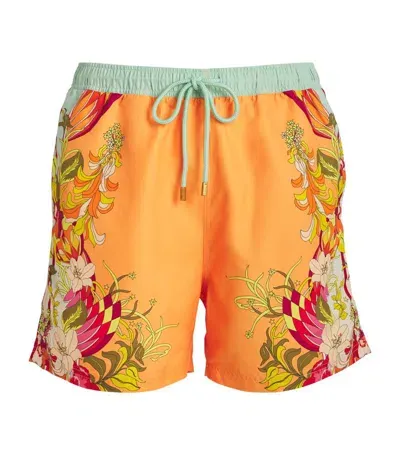 Camilla Printed Swim Shorts In Orange