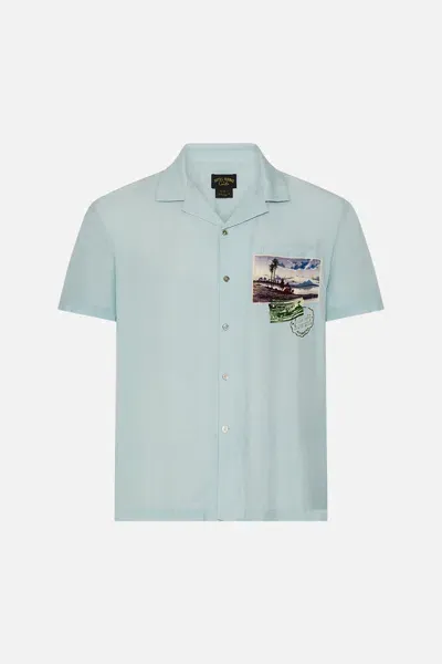 Camilla Short Sleeve Camp Collared Shirt Call Me In Cairo In Blue