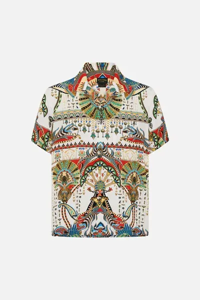 Camilla Short Sleeve Camp Collared Shirt Valley Of The Queens In Multicolor