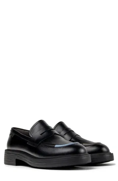 Camper Dean Mismatched Penny Loafers In Black