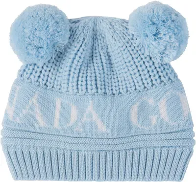 Canada Goose Baby Blue Double Pom Beanie In 854 Dawn Blue