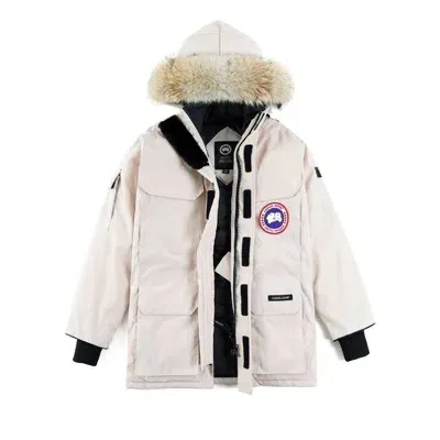 Pre-owned Canada Goose Daunen Jacken Expedition Parka Mit Kapuze Winter Warm Halten Schwarz In Beige