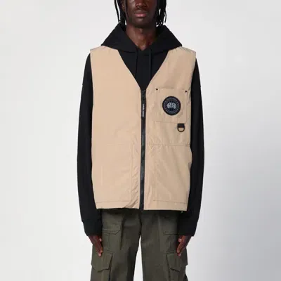 Canada Goose Desert Sand Zipped Vest Black Label In Cream