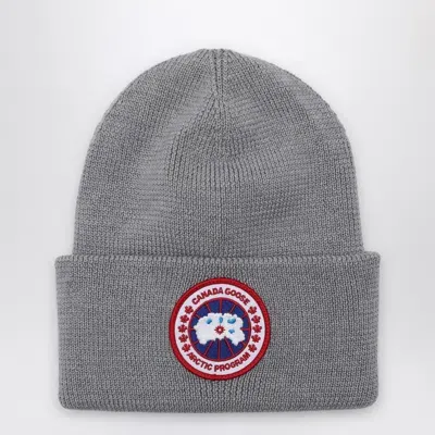 Canada Goose Grey Bonnet With Patch Logo