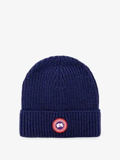 Canada Goose Logo Beanie In Blue