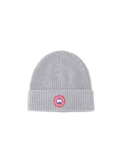 Canada Goose Logo Beanie In Gray