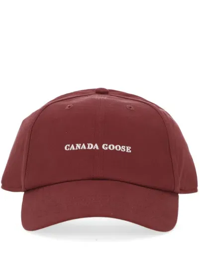 Canada Goose Logo Embroidered Baseball Cap In Red