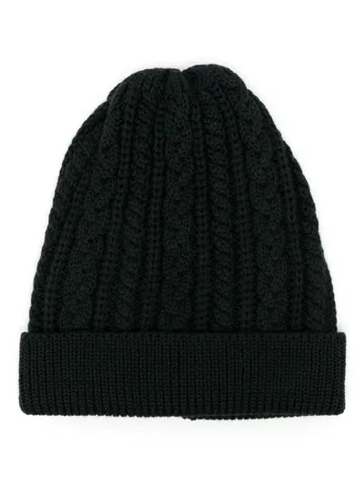 Canali Cable-knit Beanie Hat In Green