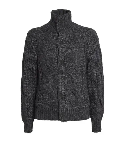 Canali Cable-knit Cardigan In Grey