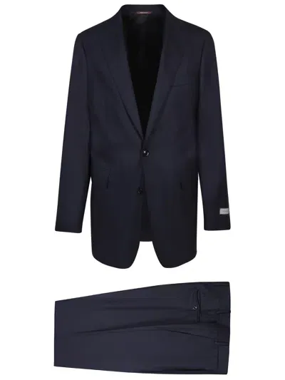 Canali Capri Blue Cashmere Suit In Black