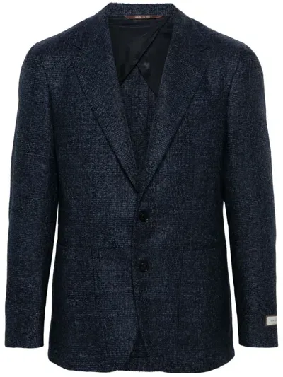 Canali Checked Blazer In Blue