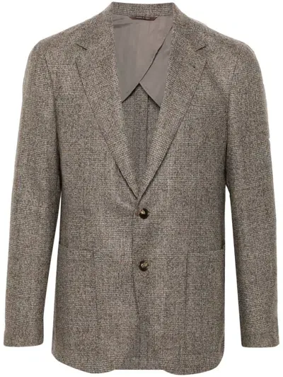 Canali Checked Blazer In Neutrals