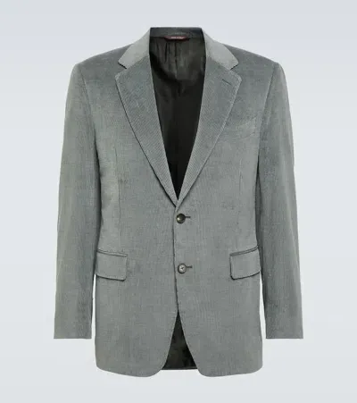 Canali Cotton And Cashmere Corduroy Blazer In Grey