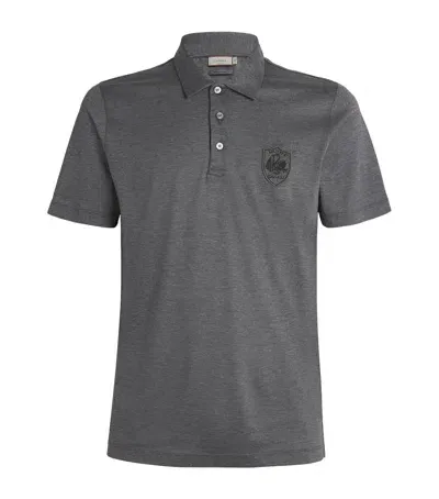 Canali Cotton-silk Polo Shirt In Grey