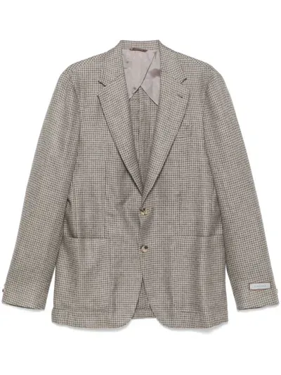 Canali Dogtooth Blazer In Nude