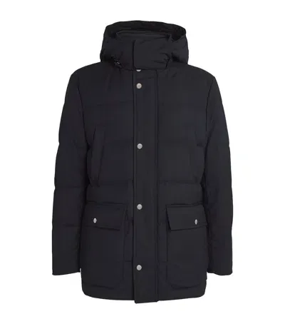 Canali Down-filled Parka Coat In Navy