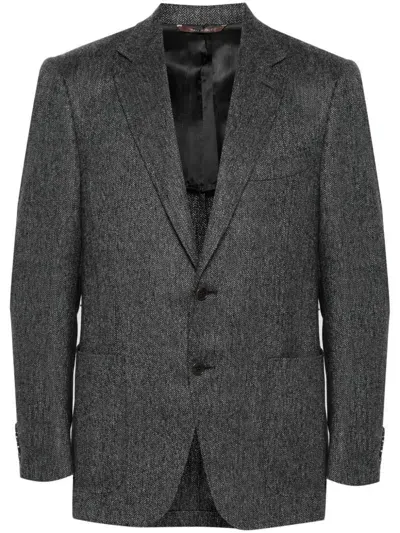 Canali Herringbone-pattern Blazer In Grau