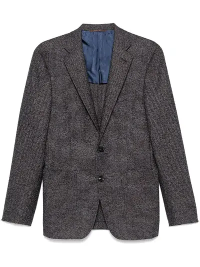 Canali Houndstooth-pattern Blazer In Brown