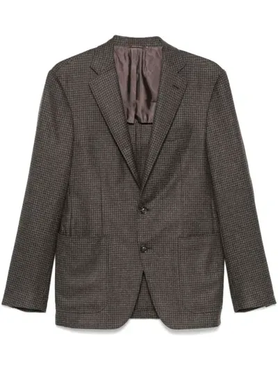 Canali Houndstooth-pattern Blazer In Brown