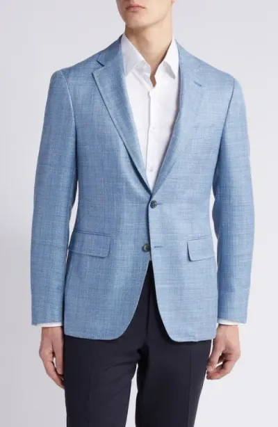 Canali Kei Trim Fit Mélange Wool & Silk Blend Sport Coat In Light Blue