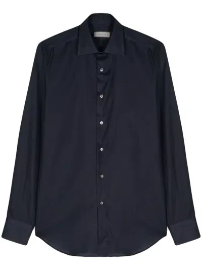 Canali Classic-collar Long-sleeve Shirt In Blue