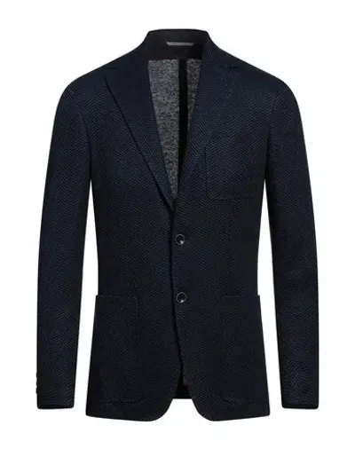 Canali Man Blazer Midnight Blue Size 46 Linen, Cotton, Polyester