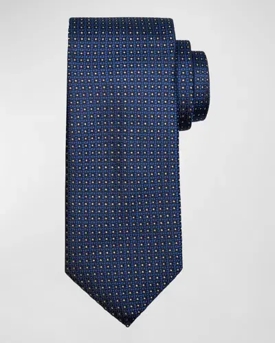 Canali Men's Pin Point Silk Tie In Blue