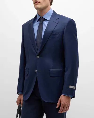 Canali Men's Solid 150s Wool Twill Blazer In Navy