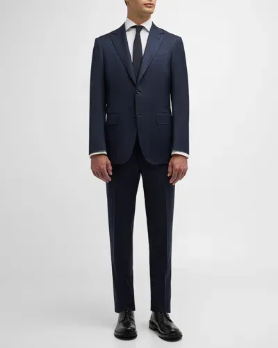 Canali Men's Tonal Plaid Wool Suit In Navy