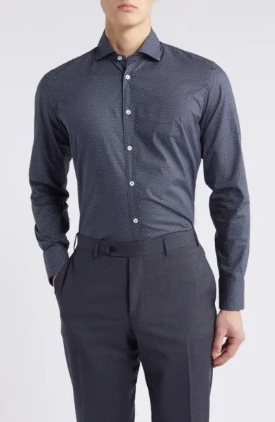 Canali Micropattern Dress Shirt In Blue