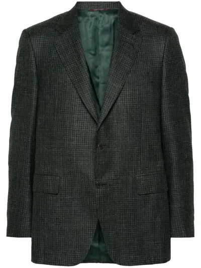 Canali Prince Of Wales-pattern Blazer In Green