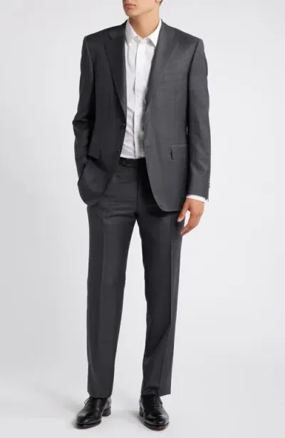 Canali Siena Regular Fit Grey Check Super 150s Wool Suit In Dark Grey