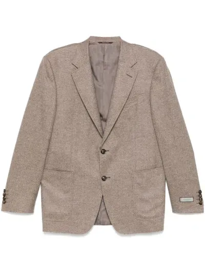 Canali Single-breasted Blazer In Brown