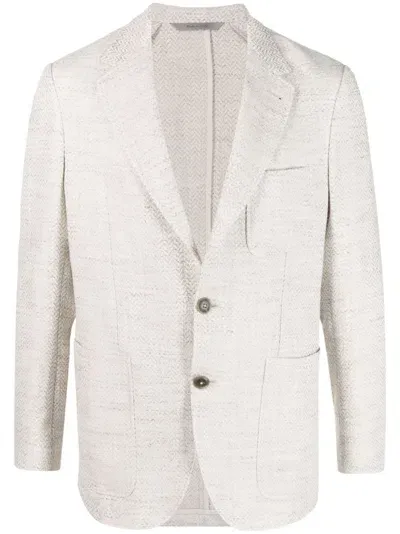 Canali Single-breasted Blazer In Neutrals