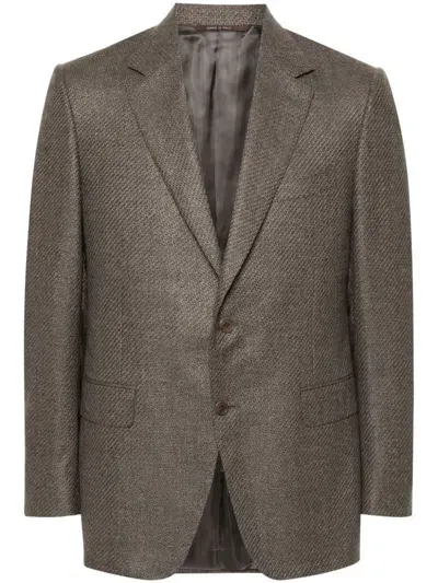 Canali Single-breasted Wool Blazer In Brown