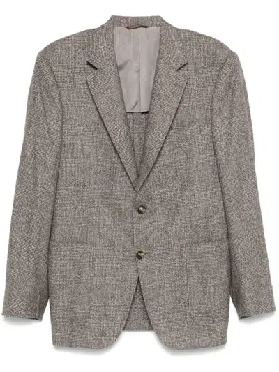 Canali Tweed Blazer In Neutrals